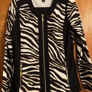 Boston Proper Zebra Print Black and White Jacket and Pants Set